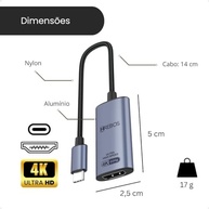 Cabo Adaptador USB-C para HDMI 4K 60Hz Ultra HD - Conexão Perfeita para seu Notebook - imagem 4