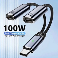 Adaptador USB-C 2 em 1: Áudio + Carga Rápida 100W - imagem 1