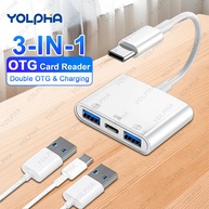 Adaptador USB-C 3 em 1: Leitor, OTG e Carregador - imagem 1
