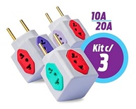 Kit 3 Adaptadores Benjamim Power Cubo 4 Entradas Bivolt 10A/20A - Organize suas Tomadas! - imagem 5