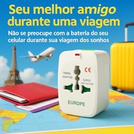 Kit 2 Adaptadores Tomada Universal Padrão Internacional (EUA, Europa, Inglaterra, Austrália) com LED e Proteção - imagem 2