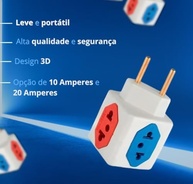 Kit 5 Adaptadores Benjamim Cubo 4 Tomadas Bivolt 10A/20A Padrão Novo - Conectividade Total! - imagem 4