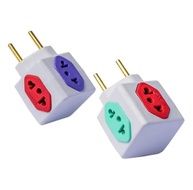 Kit 2 Adaptadores Cubo Colorido: 4 Tomadas Universais Bivolt 10A/20A - imagem 1