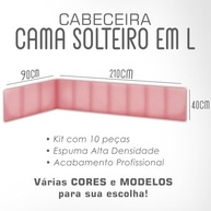 Cabeceira Estofada em L para Canto Alemão Rosa | Painel 3m x 40cm com Fita Adesiva - imagem 3