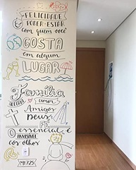 Papel Adesivo Vinil Branco Lousa - Escreva e Desenhe com Giz Lavável | 2m x 50cm - imagem 4