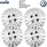 Jogo 4 Calotas Aro 13 VW Gol G5/G6 2008-2015 Grid Prata com Adesivo Resinado Logo VW - imagem 4