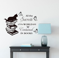 Adesivo de Parede com Tema de Leitura - Borboletas, Gatos e Citações Motivacionais para Quarto Infantil e Sala - imagem 1