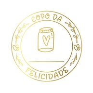 Adesivo Copo Felicidade Dourado: 50 Unidades! - imagem 1