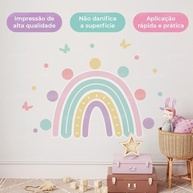 Adesivo de Parede Infantil Arco-Íris com 06 Corações e Estrelas - Decoração Lúdica e Colorida para Quarto de Criança - imagem 5