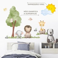 Adesivo de Parede Safari Infantil com Animais da Selva - Decoração Divertida para Quarto de Bebê e Brinquedoteca - imagem 5