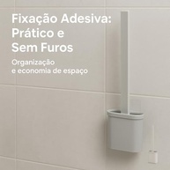 Escova Sanitária de Silicone Premium com Suporte Adesivo para Parede - Branca Moderna e Higiênica - imagem 3