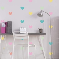 Adesivo de Parede Infantil Coração Colorido Tons Pastéis - Decore o Quarto com Estilo e Facilidade (55un) - imagem 2