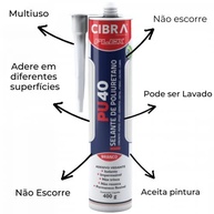Adesivo Selante PU40 Preto Vedante Impermeável - 400Grs - imagem 3