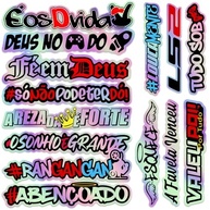 Kit 14 Adesivos Frases Holográfico 20cm - Decore Carro, Moto, Notebook e Mais - imagem 1