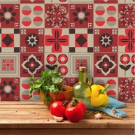 Adesivos de Azulejo Bege e Vermelho: Renove Já! - imagem 1