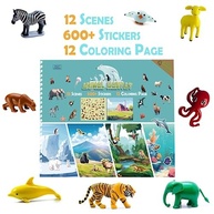 Livro de Atividades Criativas: 600+ Adesivos de Animais, 12 Cenas de Habitat e 12 Páginas para Colorir - Diversão e Aprendizado para Crianças a Partir de 12 Anos - imagem 4
