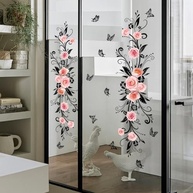 Adesivos de Janela Floral Rosa com Efeito Anticolisão - Decalque de Vinil para Decoração de Portas e Paredes - imagem 2
