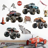 Adesivos de Parede Monster Truck para Decoração Infantil - Tema de Corrida Retro para Quarto de Meninos - imagem 4