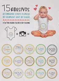 Adesivos Mesversário Bebê Pastel Colore - 15 Unidades com Estampas Fofas para Registrar o Primeiro Ano - imagem 4