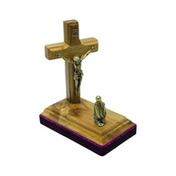 Adorno de Mesa Maria ao Pé da Cruz 9 cm - Decoração Religiosa Elegante em Madeira - imagem 2