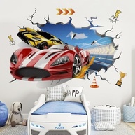 Decalques de Parede 3D Runtoo - Carros de Corrida para Decoração Infantil e Adulta - imagem 2
