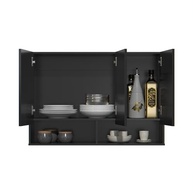 Armário Multiuso Aéreo Milão 3 Portas - Design Moderno para Cozinha e Quarto (Preto) - imagem 4
