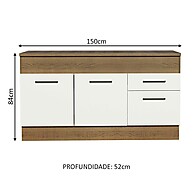 Balcão de Pia Cozinha 150cm: Rustic/Branco Agata - imagem 2