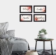 4 Quadros Decorativos Entrego Confio Agradeço com Design Floral - Sala e Quarto - imagem 1