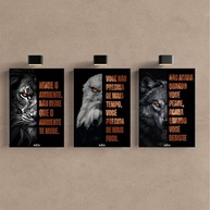 Kit 3 Quadros Decorativos Motivacionais Leão, Águia e Lobo - Inspire-se com Foco e Determinação (40x28cm) - imagem 5