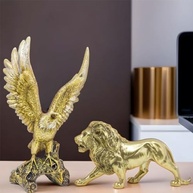 Kit Águia e Leão em Resina - Estatueta Decorativa para Sala, Escritório e Estante - imagem 3