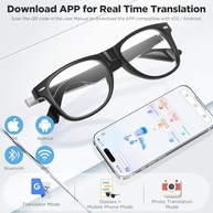 Anpress Óculos inteligentes masculinos e femininos AI Bluetooth com 164 idiomas e acentos tradução em tempo real, óculos tradutores de IA com lentes antirluz azul e UV400, controle de voz, som - imagem 4