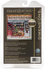 Kit de Ponto Cruz Dimensions Gold Collection - Coffee Shoppe | 18 Telas Aida 15x15cm - imagem 1
