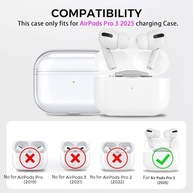 USTIYA Capa para AirPods Pro 3ª geração 2025 Case protetora transparente Capinha chaveiro proteção sem fio Cover de carregamento (claro) - imagem 3