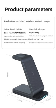 Carregador 3 em 1 Sem Fio 15W: iPhone, Apple Watch e AirPods - imagem 3