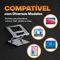 Suporte de Notebook em Alumínio Ajustável com Ventilação e Design Ergonômico - Compatível com MacBook, Tablets e Notebooks - imagem 3