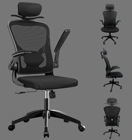 Cadeira de Escritório Ergonômica com Encosto Mesh Respirável, Ajuste de Altura e Inclinação, Suporte Lombar e Rodízios Silenciosos - imagem 4
