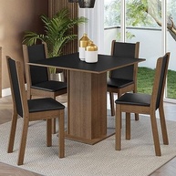 Conjunto de Sala de Jantar Alana Madesa - Mesa em Madeira com 4 Cadeiras Rustic/Preto - imagem 3