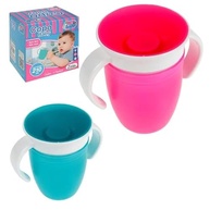Copo Infantil com Tampa de Silicone Antivazamento - 210ml com Alça Ergonômica Rosa e Branco - imagem 4