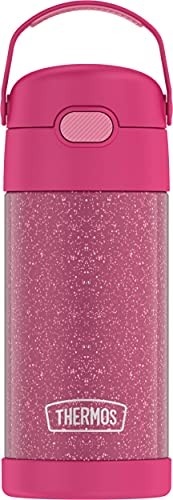 Garrafa Infantil Térmica Rosa Gliter 355ml - Thermos Funtainer com Canudo e Alça - imagem 2