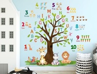 Adesivos de Parede Animais da Floresta com Números e Alfabeto - Decoração Educativa Infantil Removível - imagem 5