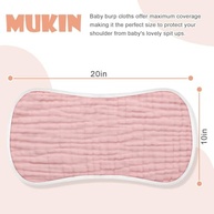 MUKIN Conjunto de 6 Panos para Arrotar Bebê - Musselina Algodão Ultra Macia 50x25cm - imagem 3