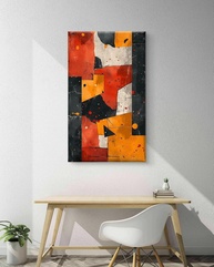 Canvas Decorativo Abstrato Moderno 60x100cm | Arte Geométrica em Algodão com Cores Vibrantes - imagem 1
