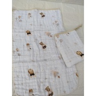 Panos de Boca Soft 3 Camadas - Kit com 2 Fraldas 100% Algodão Bege Ursinho - imagem 2