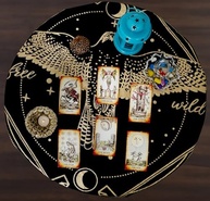 Pano de Altar Sagrado com Coruja Dourada - Tecido 100% Algodão para Wicca, Tarot e Práticas Espirituais - imagem 3