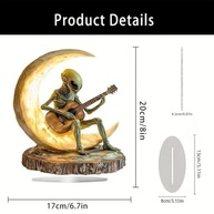 Estátua Alienígena Guitarrista da Lua - Decoração Cósmica para Jardim e Casa - imagem 3