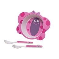 Kit Alimentação Borboleta 3 Peças Eco Girotondo Baby - Rosa e Branco - imagem 3