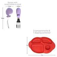 Kit Alimentação Infantil com 4 Divisórias - Talheres Ergonômicos e Prato Sensorial para Desenvolvimento - imagem 4