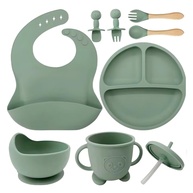 Kit Introdução Alimentar Bebê 8 Peças - Silicone Antitóxico com Copo, Talheres e Mais - imagem 1