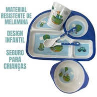 Kit Refeição Infantil Azul - 5 Peças com Prato Dividido, Copo e Talheres para Introdução Alimentar - imagem 4