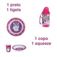 Kit Introdução Alimentar Unicórnio 4 Peças - Prato, Tigela, Copo e Garrafa para Crianças - imagem 4
